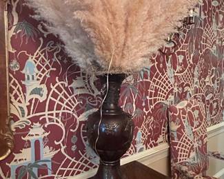 Chinoiserie Style Wingback Armchair with Schumacher "Yangtze River" Upholstery