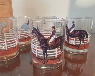 Vintage Jockey and Horse Tumbler Glasses