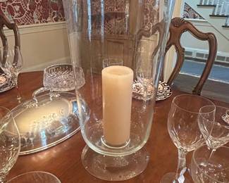 Pair of Large Blown Glass Hurricane Vase