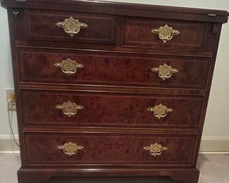 Henredon Aston Court Burl Wood Georgian Mahogany Tall Chest