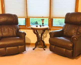 Lovely brown leather rocker recliner 