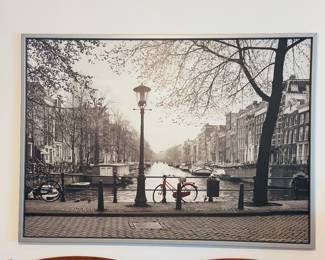 Large black & white wall art ( 1 red bike) 