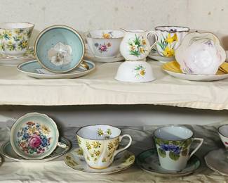 Many tea cups 