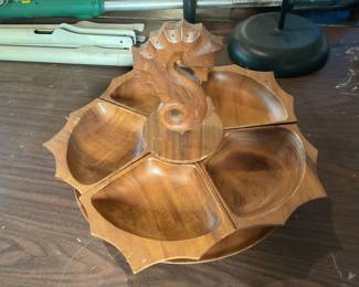 Lazy Susan wooden snack tray