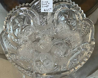 Lot 54: Crystal punch bowl with ten cups