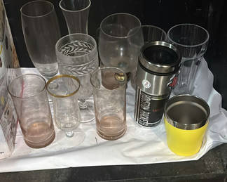 Lot 212: Assorted glassware and boxed kitchen gadgets