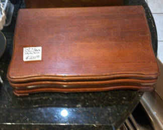 Lot 249: Antique wooden silverware chest with silver-plated flatware
