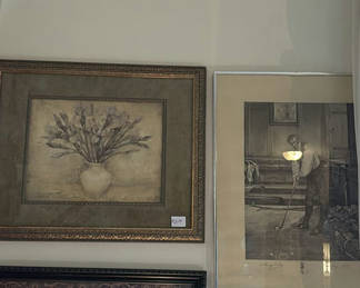 Lot 68: Framed art prints: still life, fruit, and golf scene