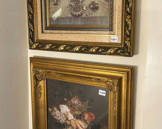 Lot 330: Ornate Gold-Framed Art Prints and Decorative Panel