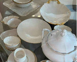 Lot 58: Lenox porcelain dinnerware collection with gold trim