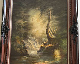 Lot 328: Ornate framed landscape painting