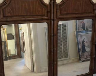Lot 70: Ornate vintage mirrors, framed floral art, and decorative gold-tone sconce
