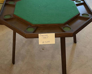Lot 85: Octagonal wooden gaming table with green felt