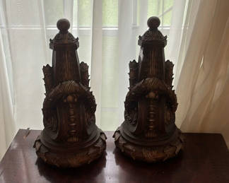 Lot 273: Pair of carved wooden lamp bases