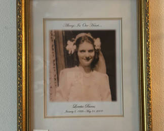 Lot 281: Framed memorial photograph, abstract canvases, and vintage vinyl records
