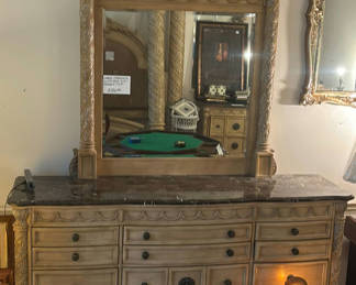 Lot 278: Ornate carved dresser with mirror