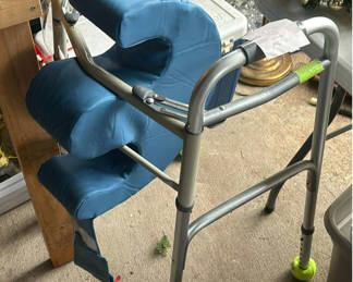Lot 233: Blue pad and walker with metal frame