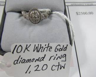 10K White Gold 1.20 cttw Diamond Ring w/Appraisal 