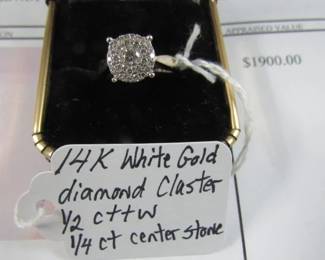 14K Diamond Cluster Ring w/Appraisal 