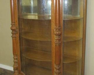 Oak China Cabinet w/Claw Feet
