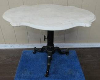 Marble Turtle Top Table w/Iron Pedestal