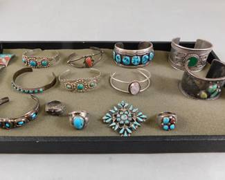 Native American silver & turquoise jewelry