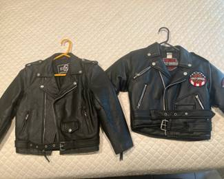 SHAF black leather child's biker jacket, size XXL, Child's Harley Davidson biker jacket, size 6