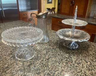 Cubist cake pedestal, Armetale tidbit tray