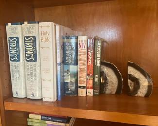 Books, cut geode bookends
