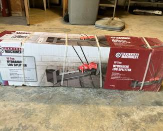 Central Machinery 10-ton hydraulic log splitter, new in box