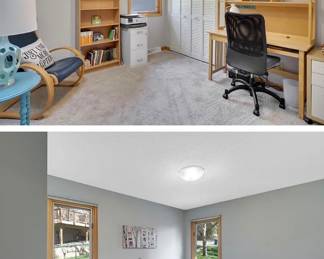 Bookcases, twin beds