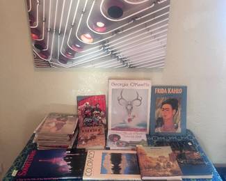 Coffee table books, playboy mags from the 80s, art books and CLOWNS