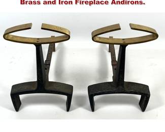 Lot 832 Pair Donald Deskey for Bennett Brass and Iron Fireplace Andirons. 