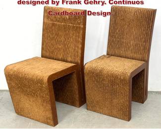 Lot 665 Pair Easy Edges furniture series designed by Frank Gehry. Continuos Cardboard Design. 