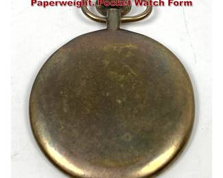 Lot 818 Vintage Carl Aubock Brass Paperweight. Pocket Watch Form 