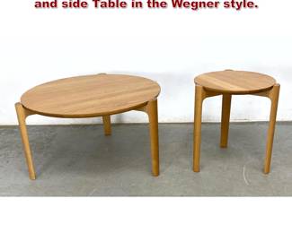 Lot 913 2pcs Contemporary Table. Coffee and side Table in the Wegner style. 