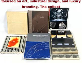 Lot 654 10pcs Assortment of publications focused on art, industrial design, and luxury branding. The collect