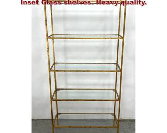 Lot 868 Solid Gilt Forged Iron Etagere Shelf. Inset Glass shelves. Heavy quality. 