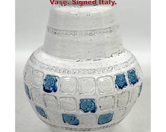 Lot 844 Aldo Londi for Bitossi Art Pottery Vase. Signed Italy. 
