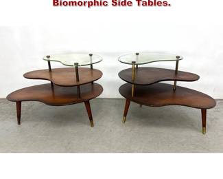 Lot 773 Pair 50s Modern tri Level Biomorphic Side Tables. 