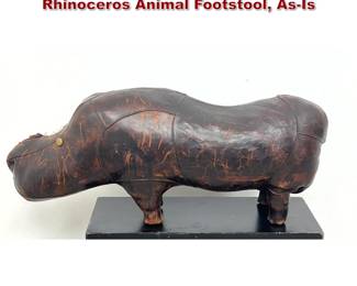 Lot 663 Omersa Style Large Leather Rhinoceros Animal Footstool, AsIs