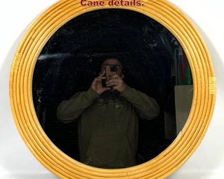 Lot 984 6 Band Rattan Round Wall Mirror. Cane details.