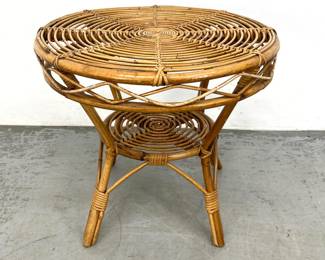 Lot 957 Round Albini style wicker side table.