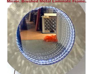 Lot 974 Large Round Infinity Wall Light Mirror. Brushed Metal Laminate Frame. 