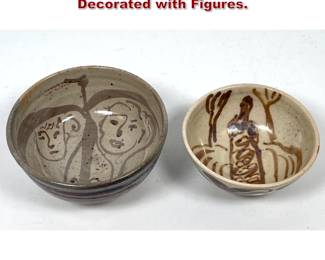 Lot 814 2pcs Studio Pottery Bowls. Decorated with Figures. 
