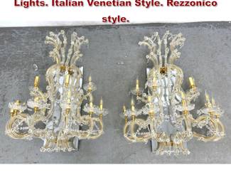 Lot 744 Large Scale Crystal Wall Sconce Lights. Italian Venetian Style. Rezzonico style.