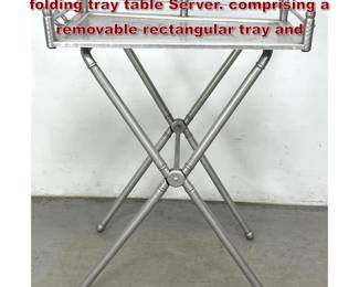 Lot 996 Everlast handforged aluminum folding tray table Server. comprising a removable rectangular tray and