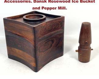 Lot 1029 2pcs Danish Modern Table Accessories. Dansk Rosewood Ice Bucket and Pepper Mill. 