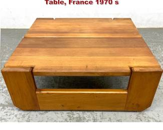 Lot 940 Maison Regain Solid Elm Coffee Table, France 1970 s