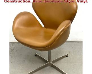 Lot 662 Contemporary Swan Chair. Heavy Construction. Arne Jacobsen Style. Vinyl.
